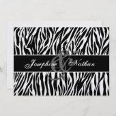 白黒ゼブラ印パーソナライズされた刷 招待状 (正面/裏面)
