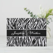 白黒ゼブラ印パーソナライズされた刷 招待状 (スタンド正面)