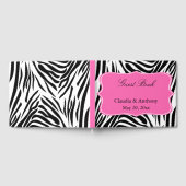 白黒ゼブラ印刷とホットピンクありがとう ゲストブック (全面)
