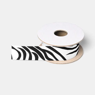 白黒ゼブラ印刷パターン サテンリボン