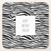 白黒ゼブラ印刷 スクエアペーパーコースター (正面)