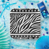 白黒ゼブラ印刷 ペーパープレート (パーティー)