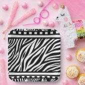 白黒ゼブラ印刷 ペーパープレート (パーティー)