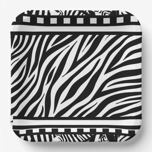 白黒ゼブラ印刷 ペーパープレート (正面)