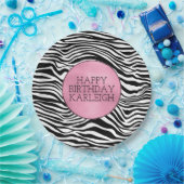 白黒ゼブラ印刷 ペーパープレート (パーティー)