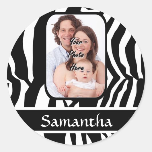 白黒ゼブラ印刷 ラウンドシール (正面)