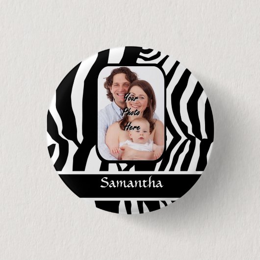白黒ゼブラ印刷 缶バッジ (正面)