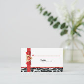 白黒ゼブラ印刷、赤結婚の座席表 プレイスカード (スタンド正面)