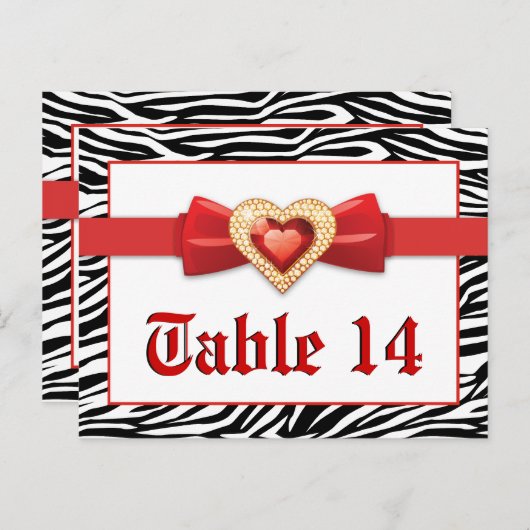 白黒ゼブラ印刷、赤結婚の表の番号 ポストカード (正面/裏面)