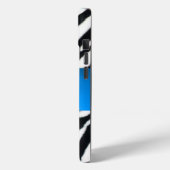 白黒ゼブラ毛皮アクアブルージェムモノグラム。 Case-Mate iPhoneケース (裏面 / 左)