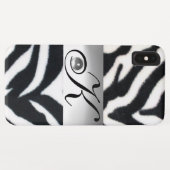 白黒ゼブラ毛皮グレー宝石モノグラム Case-Mate iPhoneケース (裏面(横))