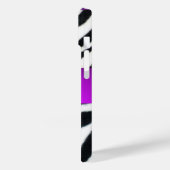 白黒ゼブラ毛皮バイオレットパープルジェムモノグラム。 Case-Mate iPhoneケース (裏面 / 左)