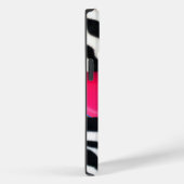 白黒ゼブラ毛皮明るい赤紫色ピンクジェムモノグラム Case-Mate iPhoneケース (裏面 / 右)