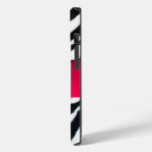 白黒ゼブラ毛皮明るい赤紫色ピンクジェムモノグラム Case-Mate iPhoneケース (裏面 / 左)