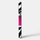 白黒ゼブラ毛皮明るい赤紫色ピンクジェムモノグラム Case-Mate iPhoneケース (裏面 / 左)
