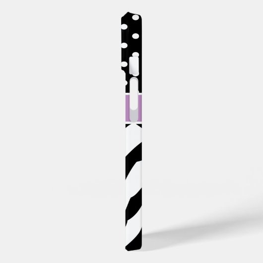 白黒ゼブラ水玉模様モノグラム Case-Mate iPhoneケース (裏面 / 左)