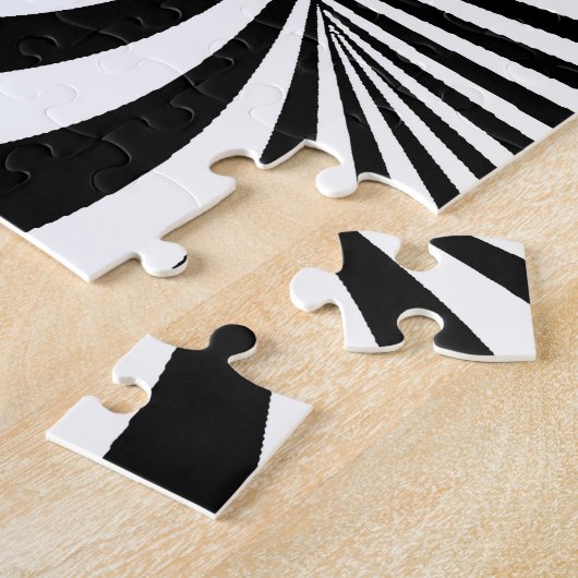 白黒ゼブラ渦巻き模様の光学的錯覚 ジグソーパズル (側面)