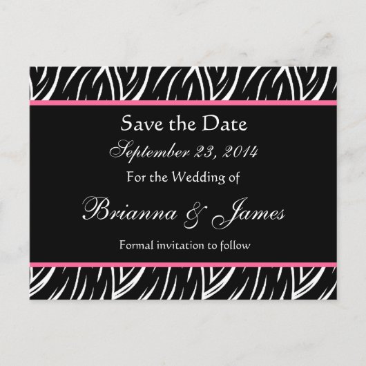 白黒ゼブラ炎カスタム炎の日付を保存 案内ポストカード (正面)