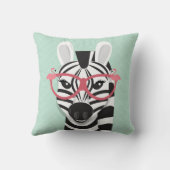 白黒ゼブラ着るピンクのフラミンゴサングラス クッション (裏面)