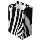 白黒ゼブラ縞模様 ミディアムペーパーバッグ (正面アングル)