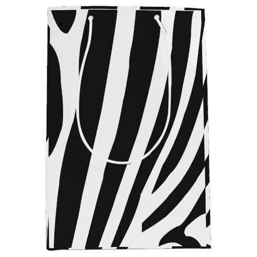 白黒ゼブラ縞模様 ミディアムペーパーバッグ (正面)