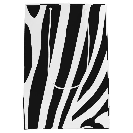白黒ゼブラ縞模様 ミディアムペーパーバッグ (裏面)