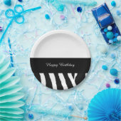 白黒ゼブラ誕生日ストライプ ペーパープレート (パーティー)