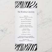 白黒ゼブラ、リボン、宝石結婚式 プログラム (裏面)