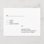 白黒ゼブラRSVP結婚の対応 インビテーションポストカード (裏面)