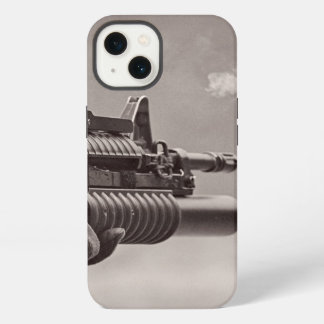 白黒ソルジャーサブマシンガン男らし iPhone 13ケース