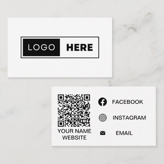 白黒ソーシャルメディアのミニマルなロゴ 名刺 (正面/裏面)