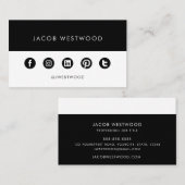 白黒ソーシャルメディアモダンミニマシンプルリスト 名刺 (正面/裏面)