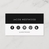 白黒ソーシャルメディアモダンミニマシンプルリスト 名刺 (正面)