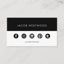 白黒ソーシャルメディアモダンミニマシンプルリスト 名刺