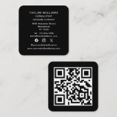 白黒ソーシャルメディアConnect With Us QRコード スクエア名刺 (正面/裏面)