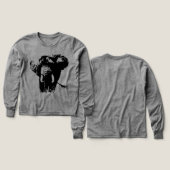 白黒ゾウ動物イラストレーション絵画ズ (デザイン 正面＆背面)