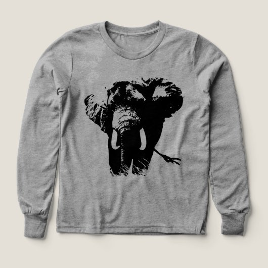 白黒ゾウ動物イラストレーション絵画ズ (デザイン正面)