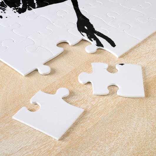 白黒ゾウ動物イラストレーション絵画ズ ジグソーパズル (側面)