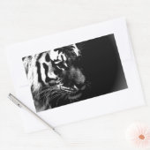 白黒タイガーアート写真 長方形シール (封筒)