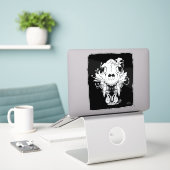 白黒タイガースカル シール (デスク上のノートパソコン)