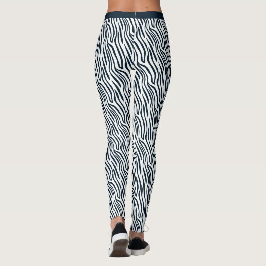 白黒タイガーストライプパターンジムフィットネス レギンス (裏面)