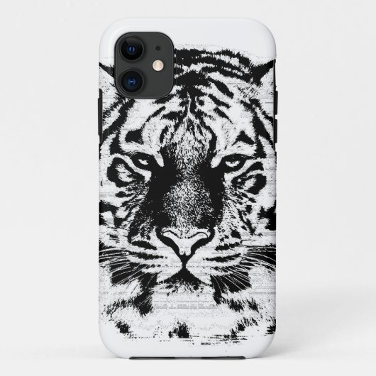 白黒タイガー顔クローズアップ Case-Mate iPhoneケース (裏面)