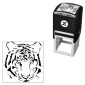白黒タイガー顔ストライプシルエット セルフインキングスタンプ (インサイチュ)