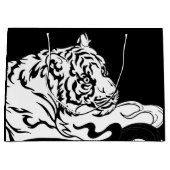 白黒タイガー黒ギフトラベル ラージペーパーバッグ (正面)