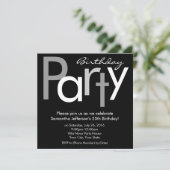 白黒タイプのスクエアバースデーパーティーの招待 招待状 (スタンド正面)