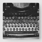 白黒タイプライター スクエア壁時計 (正面)