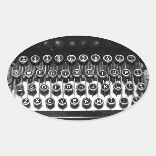 白黒タイプライター 楕円形シール (正面)