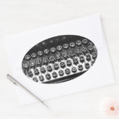 白黒タイプライター 楕円形シール (封筒)