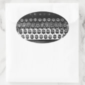 白黒タイプライター 楕円形シール (バッグ)