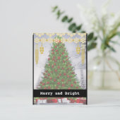 白黒タイプライターMerry Christmas one写真 ポストカード (スタンド正面)